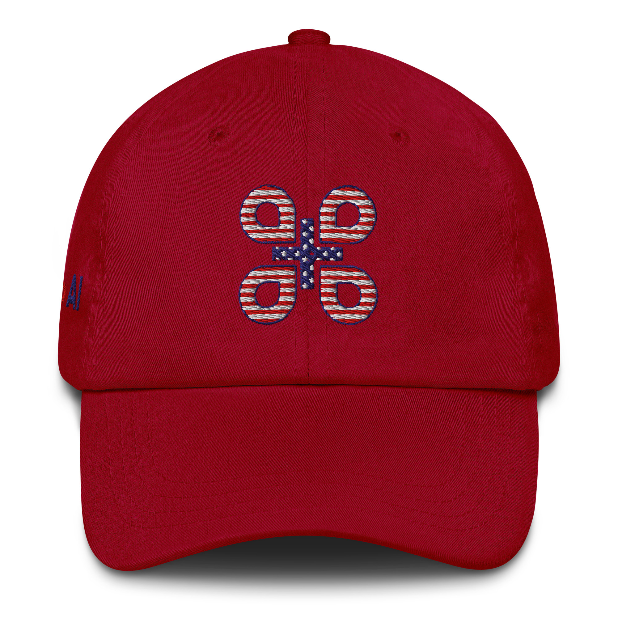 American AI Dad Hat / Cranberry