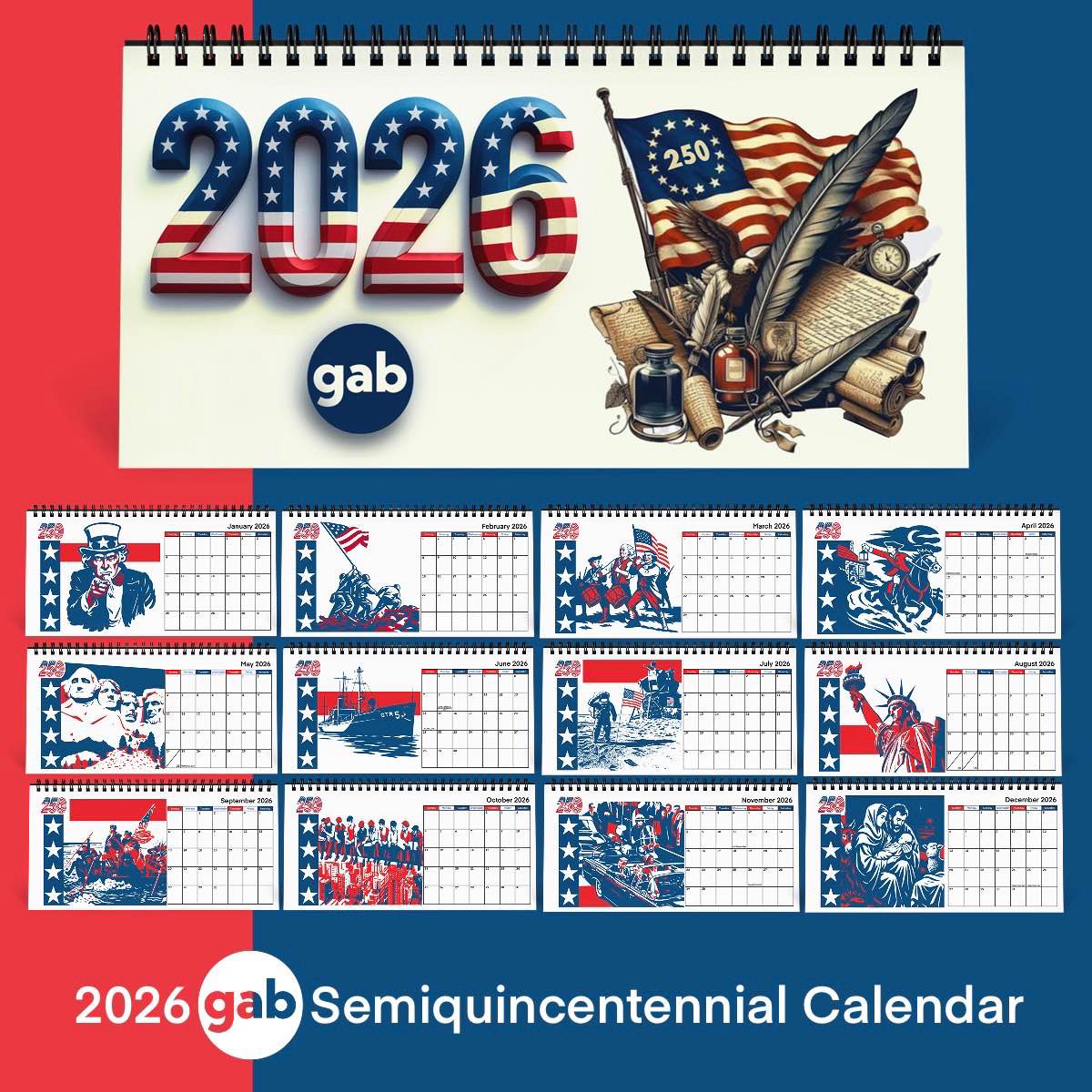 The Gab 2026 Semiquincentennial Desktop Calendar