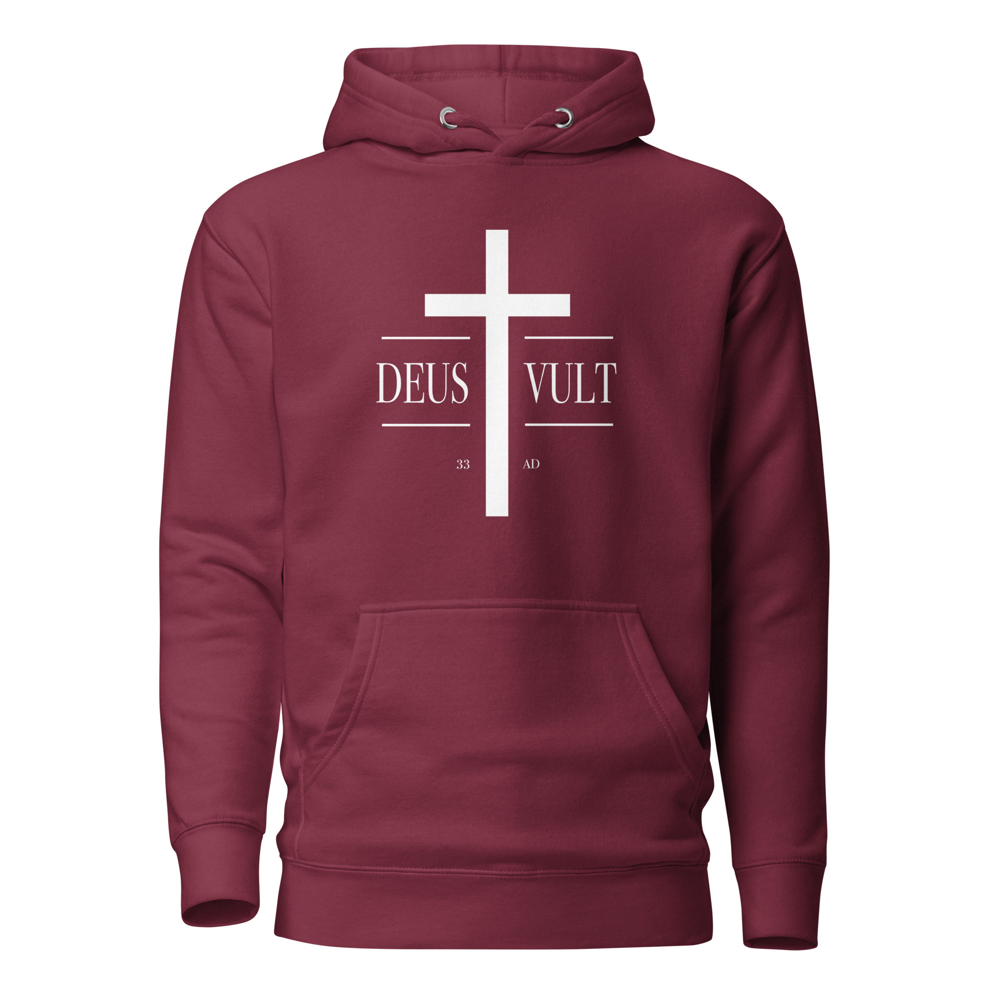 Deus Vult Cross Hoodie / Maroon / XL