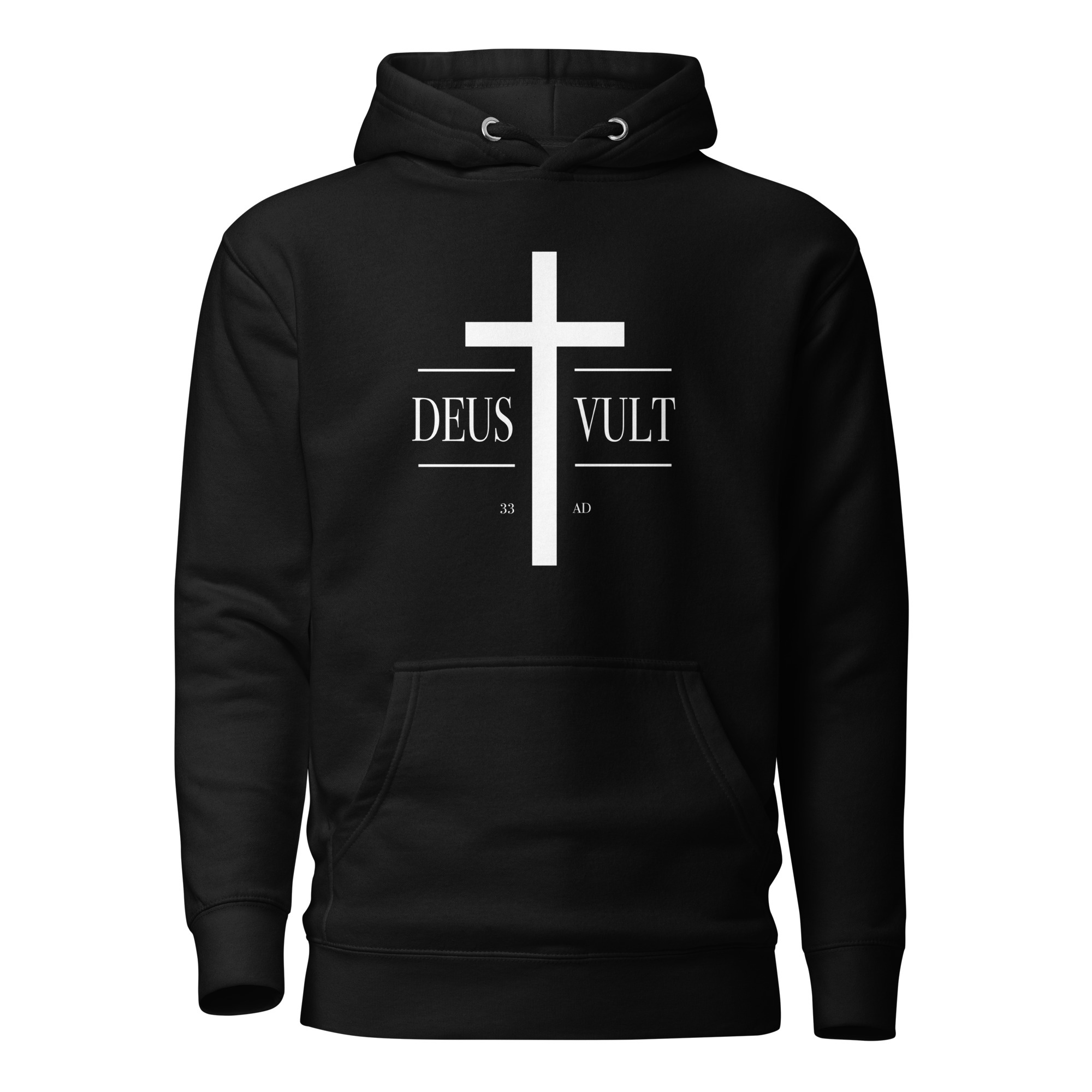Deus Vult Cross Hoodie / Black / L